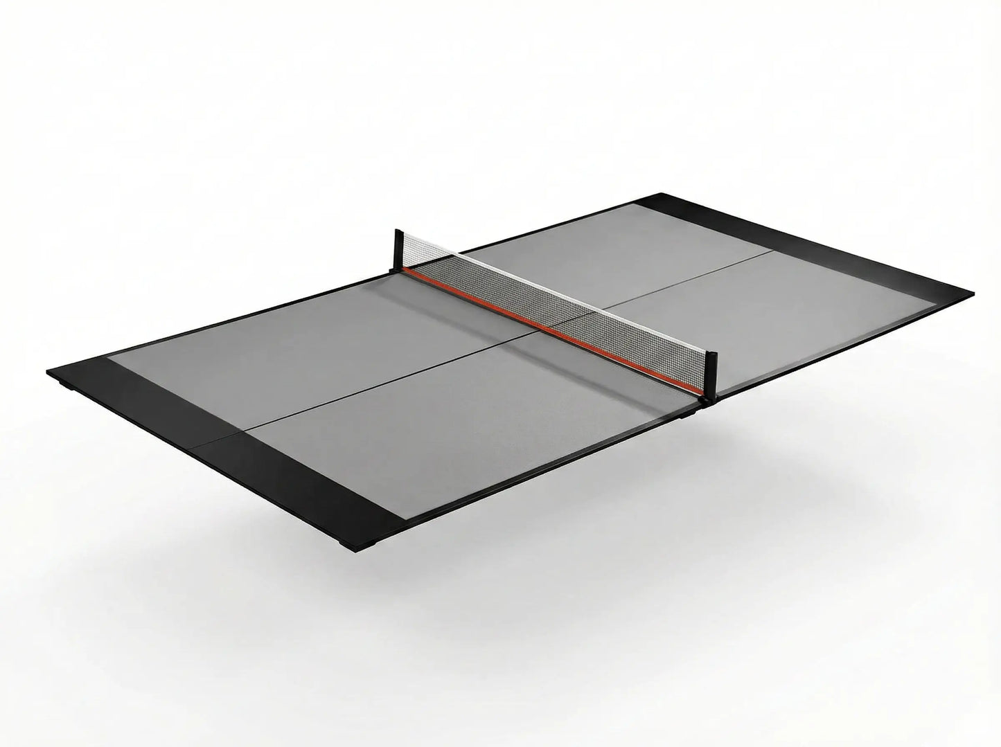 Gray 7 ft ping pong conversion top with four-panel playing surface and clamp-on net