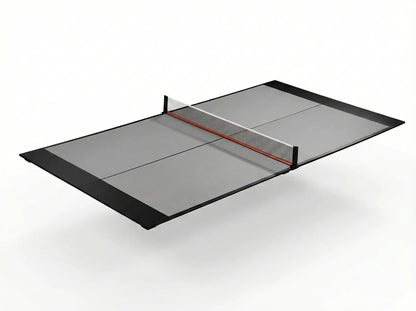 Gray 7 ft ping pong conversion top with four-panel playing surface and clamp-on net