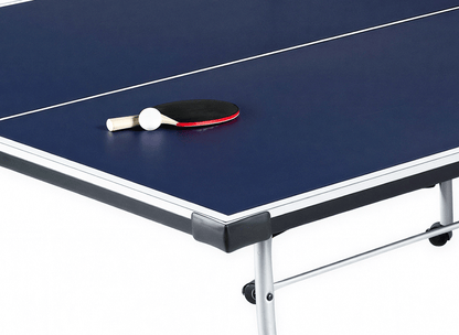 Ping pong table with a paddle on a white background